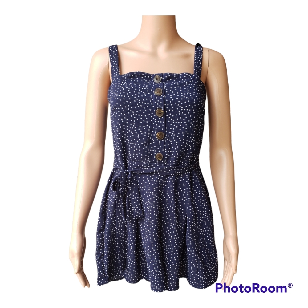 Navy Blue PlokaDot Romper NWOT